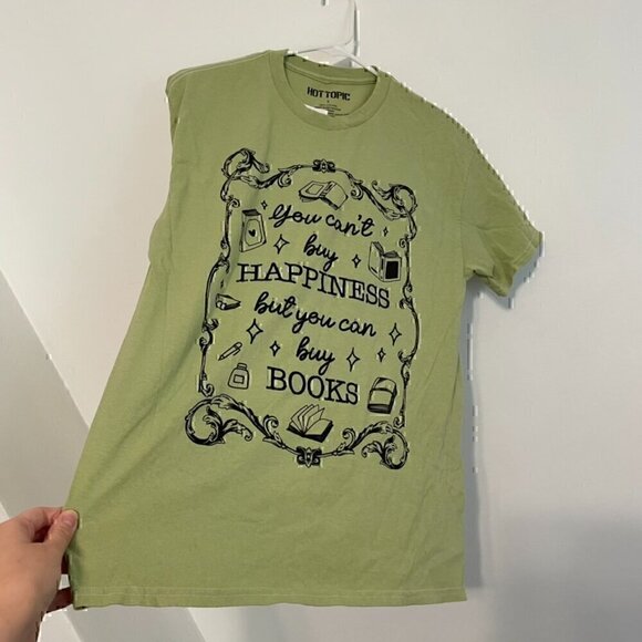 NEW NWT HOT TOPIC Buy Books Boyfriend Fit T-Shirt Green Short Sleeve Tee JUNIORS - Picture 8 of 11